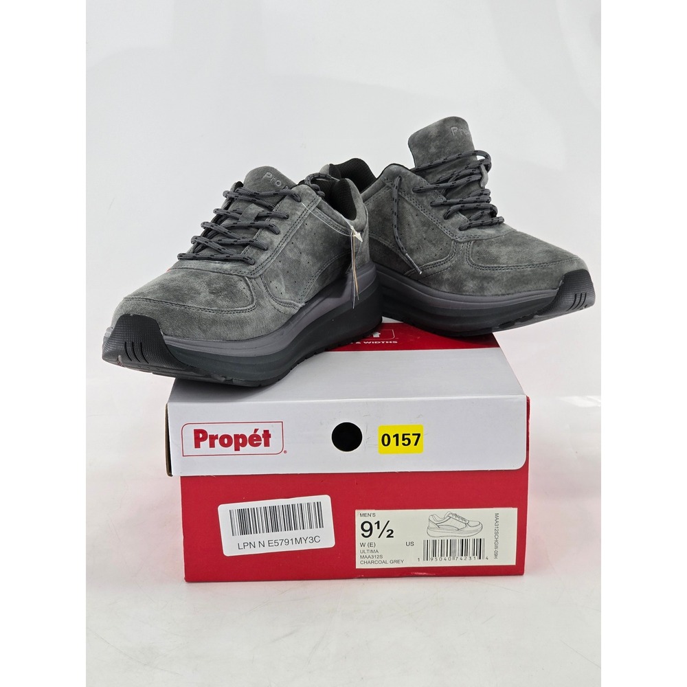 Propét Ultima Walking Shoes Mens 9.5 Charcoal Grey Suede Wide - New